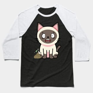 Funny siamese cat smells stinky poo poo Baseball T-Shirt